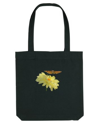 Floare si fluture in zbor Black
