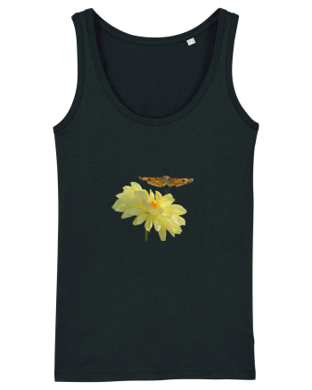 Floare si fluture in zbor Black