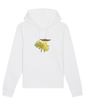 Floare si fluture in zbor White