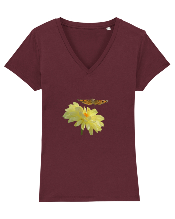 Floare si fluture in zbor Burgundy