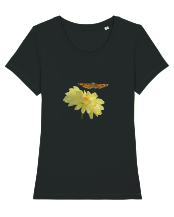 Floare si fluture in zbor Black