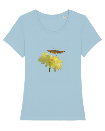 Floare si fluture in zbor Sky Blue