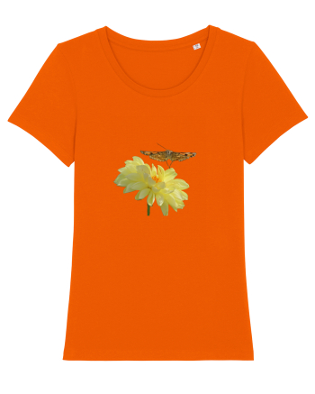 Floare si fluture in zbor Bright Orange