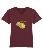 Floare si fluture in zbor Tricou mânecă scurtă guler V Bărbat Presenter