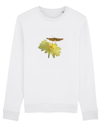 Floare si fluture in zbor White