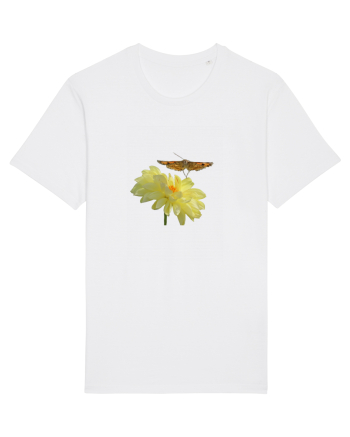 Floare si fluture in zbor White