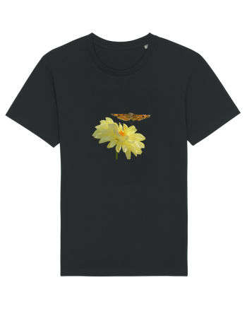 Floare si fluture in zbor Black