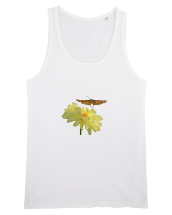 Floare si fluture in zbor White