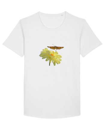 Floare si fluture in zbor White