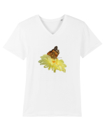 Un fluture si o floare Tricou mânecă scurtă guler V Bărbat Presenter