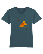 Floare si o albinuta Tricou mânecă scurtă guler V Bărbat Presenter