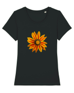 Floare multicolora Tricou mânecă scurtă guler larg fitted Damă Expresser
