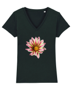 Floare in culori Tricou mânecă scurtă guler V Damă Evoker