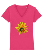 Floare galbena Tricou mânecă scurtă guler V Damă Evoker