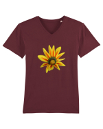 Floare galbena Tricou mânecă scurtă guler V Bărbat Presenter
