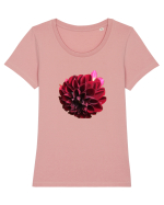 Floare rosu inchis Tricou mânecă scurtă guler larg fitted Damă Expresser