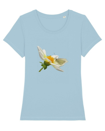 Floare si fluture alb Sky Blue