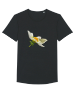 Floare si fluture alb Tricou mânecă scurtă guler larg Bărbat Skater
