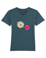 Doua flori Tricou mânecă scurtă guler V Bărbat Presenter