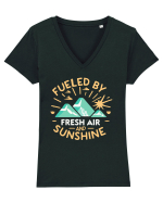 Fueled By Fresh Air And Sunshine (camper) Tricou mânecă scurtă guler V Damă Evoker