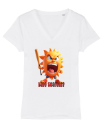 Bate soarele? Tricou mânecă scurtă guler V Damă Evoker
