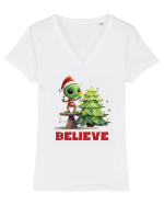 cu extraterestrii de Craciun - Believe Tricou mânecă scurtă guler V Damă Evoker