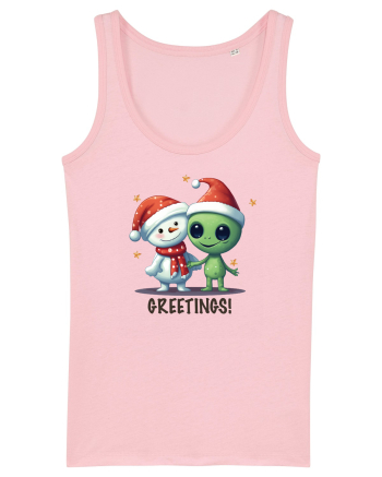 cu extraterestrii de Craciun - Greetings from Outer Christmas Cotton Pink