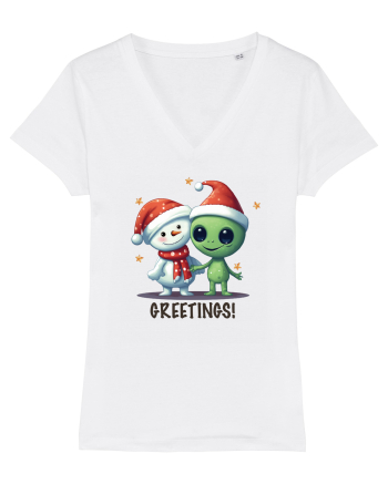 cu extraterestrii de Craciun - Greetings from Outer Christmas White