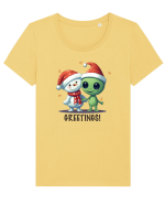 cu extraterestrii de Craciun - Greetings from Outer Christmas Tricou mânecă scurtă guler larg fitted Damă Expresser