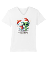 cu extraterestrii de Craciun - Greetings from Outer Christmas Tricou mânecă scurtă guler V Bărbat Presenter