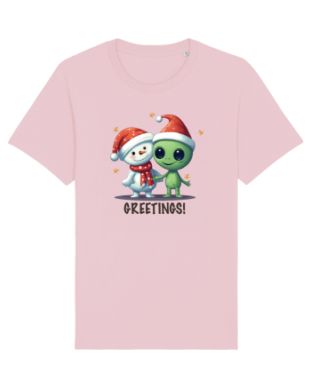 cu extraterestrii de Craciun - Greetings from Outer Christmas Cotton Pink