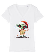 cu extraterestrii de Craciun - I believe in Santa Tricou mânecă scurtă guler V Damă Evoker