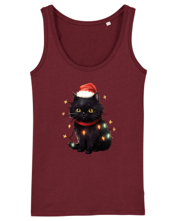 cu pisici de Craciun - Christmas Black Cat Burgundy