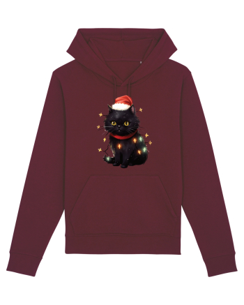 cu pisici de Craciun - Christmas Black Cat Burgundy