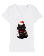 cu pisici de Craciun - Christmas Black Cat Tricou mânecă scurtă guler V Damă Evoker