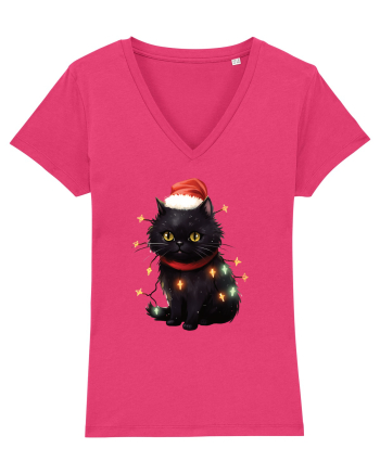 cu pisici de Craciun - Christmas Black Cat Raspberry
