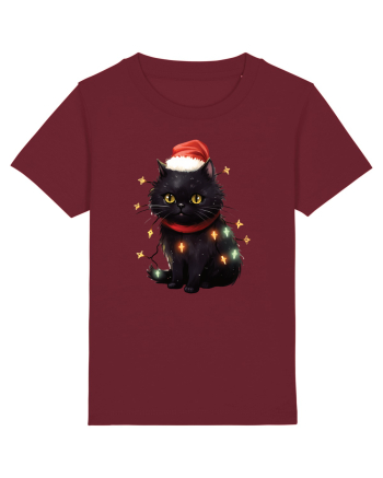 cu pisici de Craciun - Christmas Black Cat Burgundy