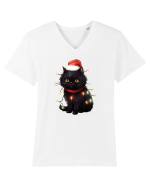 cu pisici de Craciun - Christmas Black Cat Tricou mânecă scurtă guler V Bărbat Presenter