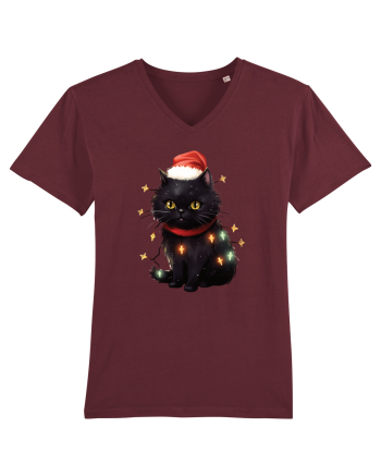 cu pisici de Craciun - Christmas Black Cat Burgundy