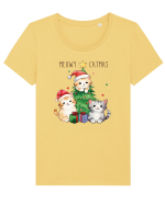 cu pisici de Craciun - Meowy catmas Tricou mânecă scurtă guler larg fitted Damă Expresser