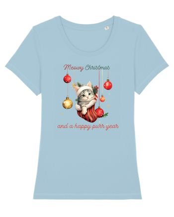 cu pisici de Craciun - Meowy Christmas and a happy purr year Sky Blue