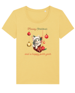 cu pisici de Craciun - Meowy Christmas and a happy purr year Tricou mânecă scurtă guler larg fitted Damă Expresser