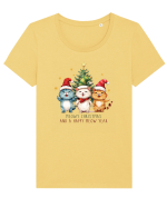 cu pisici de Craciun - Meowy Christmas and happy meow year Tricou mânecă scurtă guler larg fitted Damă Expresser