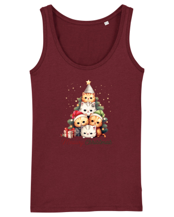cu pisici de Craciun - Meowy Christmas Tree Burgundy