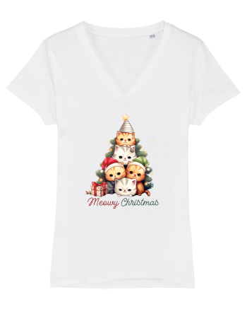 cu pisici de Craciun - Meowy Christmas Tree White