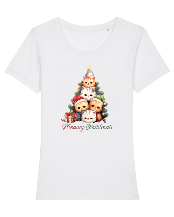 cu pisici de Craciun - Meowy Christmas Tree White