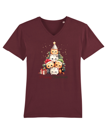 cu pisici de Craciun - Meowy Christmas Tree Burgundy