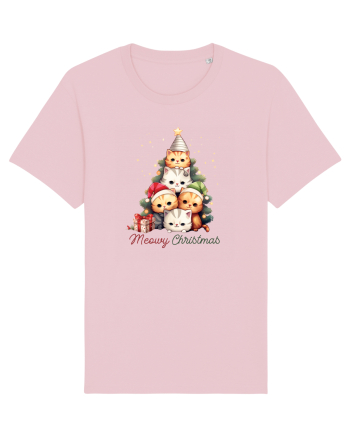 cu pisici de Craciun - Meowy Christmas Tree Cotton Pink