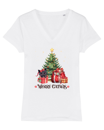 cu pisici de Craciun - Merry Catmas Tree White