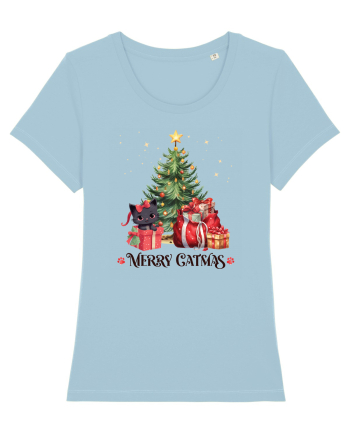 cu pisici de Craciun - Merry Catmas Tree Sky Blue
